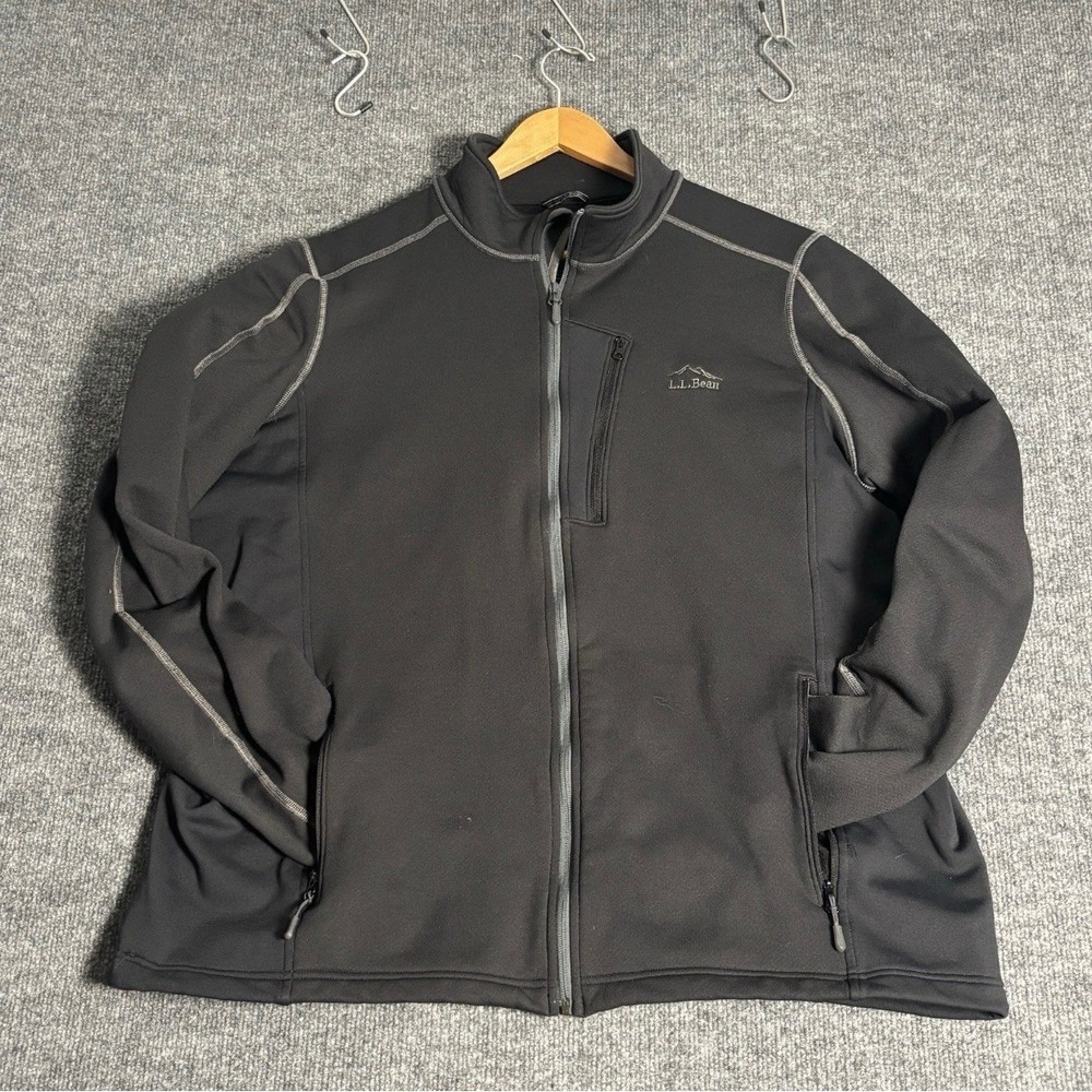 L.L. Bean Softshell Jacket Mens XXL Tall Black Ascent Series Full Zip